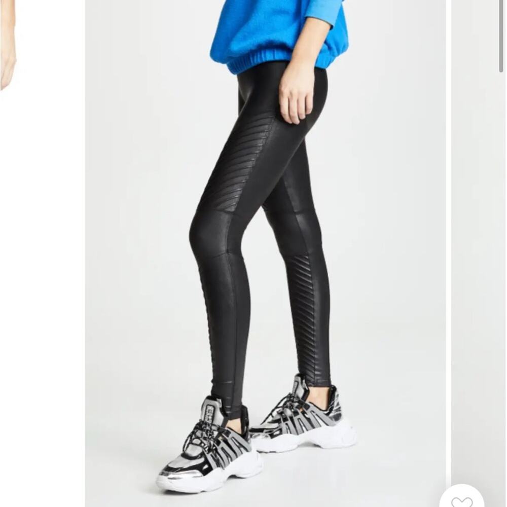 Spanx Faux Leather Mid Rise Moto Leggings in Very‎ Black Size M
